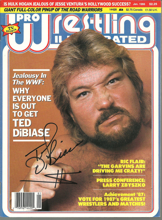 AM785 Million Dollar Man Ted Dibiase Road Warrior Animal (Deceased ) VERY RARE Autographed Vintage Wrestling Magazine w/COA