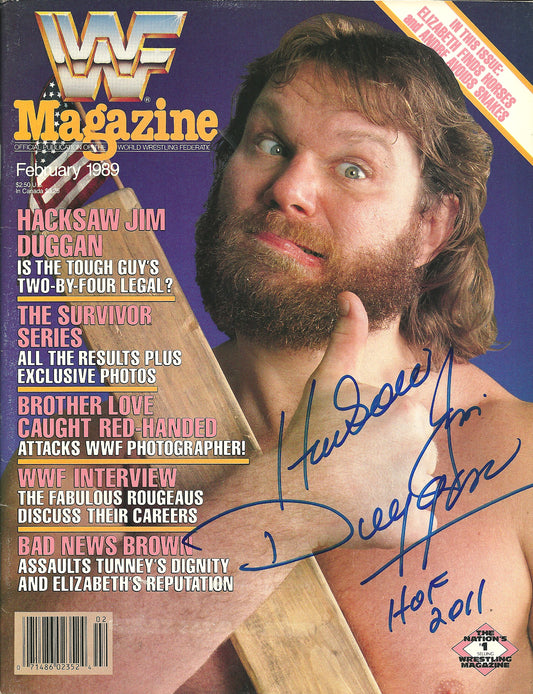 AM787 Hacksaw Jim Duggan VERY RARE Autographed Vintage Wrestling Magazine w/COA
