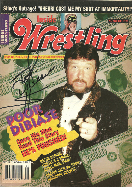 AM788 Million Dollar Man Ted DiBiase VERY RARE Autographed Vintage Wrestling Magazine w/COA