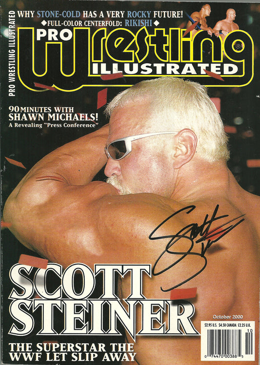 AM796 Big Poppa Pump Scott Steiner Rikishi VERY RARE Autographed Vintage Wrestling Magazine w/COA