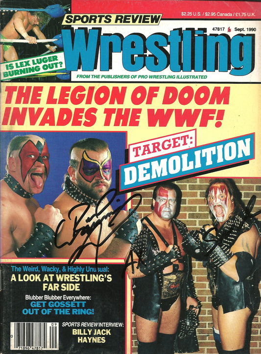 AM801 Road Warrior Animal ( Deceased ) Demolition VERY RARE Autographed Vintage Wrestling Magazine w/COA