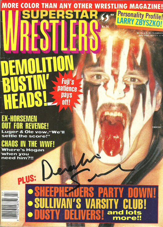 AM804 Demolition Smash Varsity Club VERY RARE Autographed Vintage Wrestling Magazine w/COA