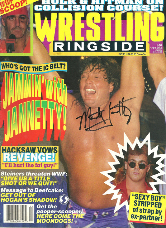 AM811 Marty Jannetty VERY RARE Autographed Vintage Wrestling Magazine w/COA