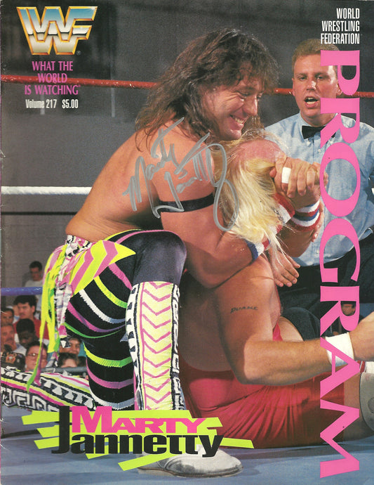 AM823 Marty Jannetty VERY RARE Autographed Vintage Wrestling Magazine w/COA