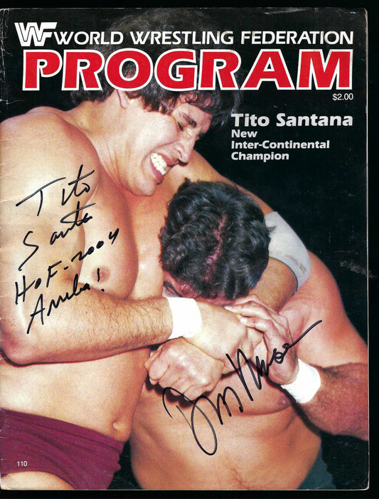AM827 Tito Santana Don Muraco Tony Atlas VERY RARE Autographed Vintage Wrestling Magazine w/COA