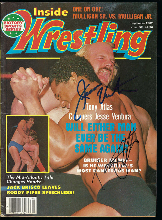 AM849 Tony Atlas Jesse Ventura VERY RARE Autographed Vintage Wrestling Magazine w/COA