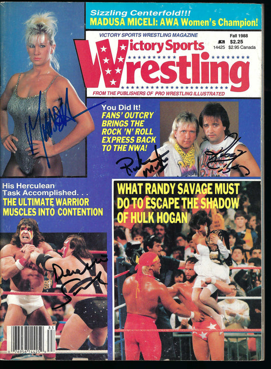 AM856 Medusa Rock and Roll Express Demolition Smash VERY RARE Autographed Vintage Wrestling Magazine w/COA