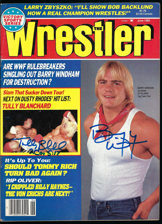 AM863 Tully Blanchard Barry Windham VERY RARE Autographed Vintage Wrestling Magazine w/COA