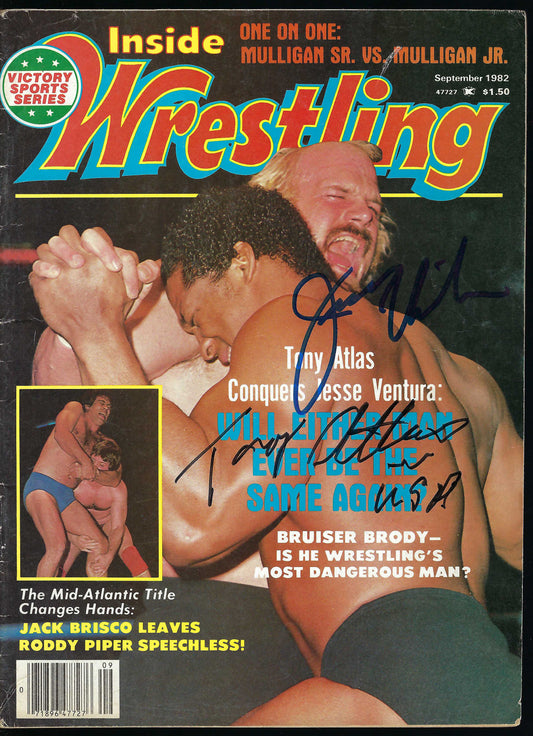 BC10 Jesse the Body Ventura Tony Mr. USA Atlas Autographed Vintage Wrestling Magazine / Program w/COA