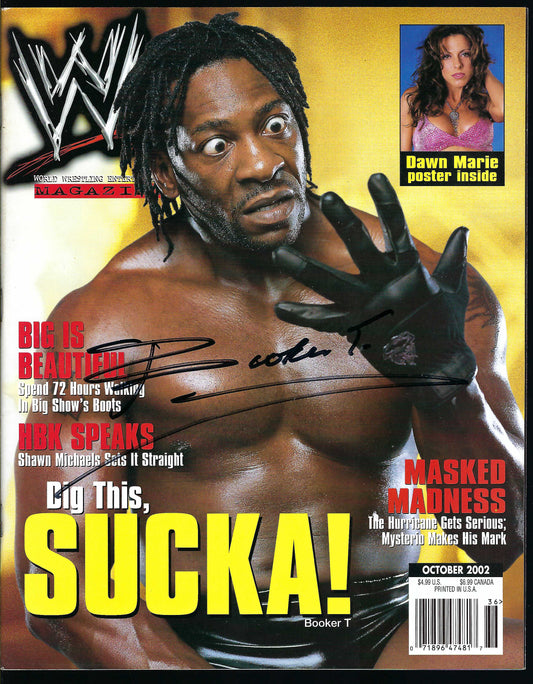 BD19 Booker T Autographed VERY RARE Vintage Wrestling Magazine w/COA
