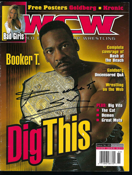 BD20 Booker T Bryan Clark of Kronik Autographed VERY RARE Vintage Wrestling Magazine w/COA