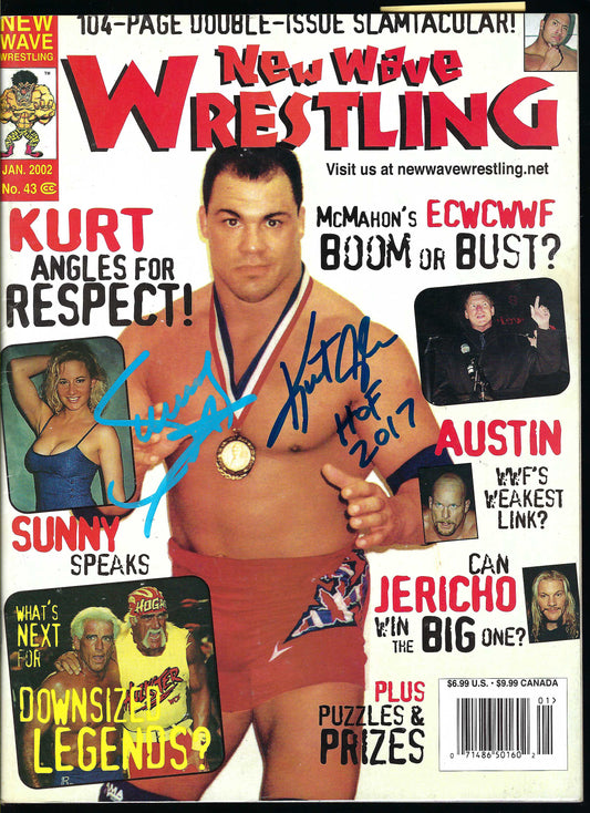 BD25 Kurt Angle Sunny Destroyer Autographed Vintage Wrestling Magazine / Program w/COA