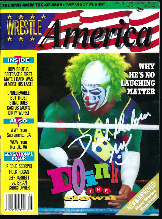 BD39 Doink the Clown Autographed Vintage Wrestling Magazine / Program w/COA