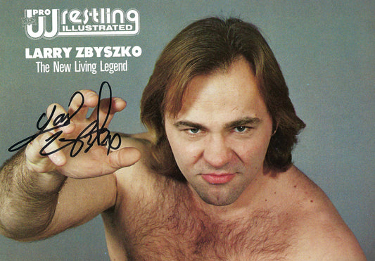 BD3 Larry Zbyszko Autographed Vintage Wrestling Magazine Poster / Program w/COA
