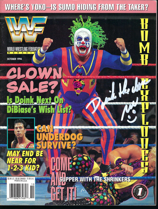 BD40 Doink the Clown Autographed Vintage Wrestling Magazine / Program w/COA