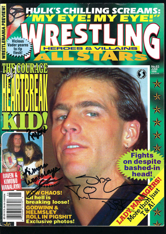 BD43 Shawn Michaels Raven Kimona Wannalaya Autographed Vintage Wrestling Magazine / Program w/COA