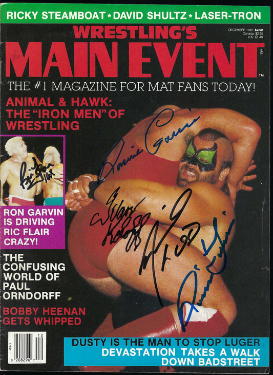 BC7 Nature Boy Ric Flair 2X Ronnie Garvin 3X Road Warrior Animal ( Deceased ) Rick Martel Islander Tama Autographed Vintage Wrestling Magazine / Program w/COA
