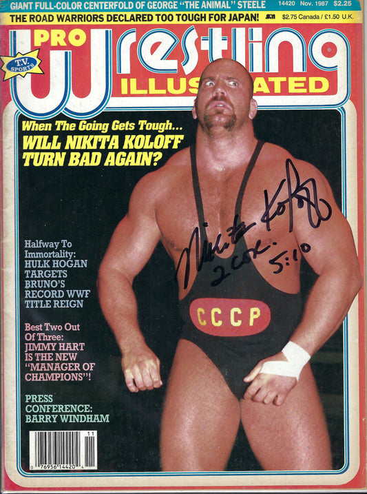 BD93 Nikita Koloff Autographed Vintage Wrestling Magazine w/COA