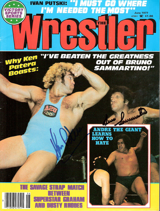 BRAM13 Bruno Sammartino Ken Patera Autographed vintage Wrestling Magazine w/COA