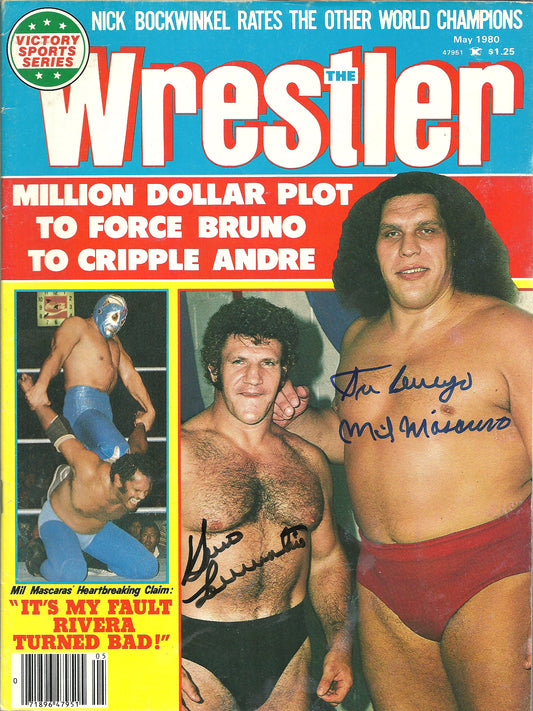 BRAM237 Bruno Sammartino ( Deceased ) Mil Mascaras Autographed vintage Wrestling Magazine w/COA