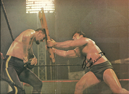 BRAM59 Bruno Sammartino ( Deceased ) Autographed vintage Wrestling Magazine Poster w/COA