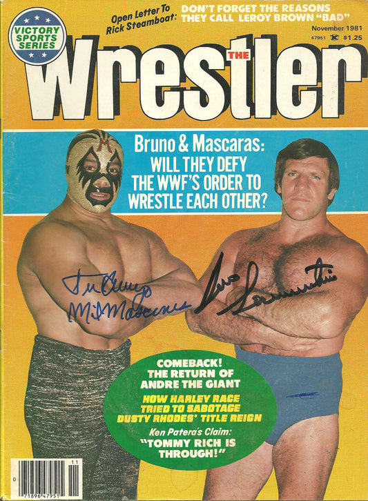BRAM62 Bruno Sammartino ( Deceased ) Mil Mascaras Autographed vintage Wrestling Magazine w/COA