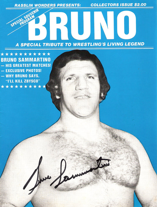 BRAM65 Bruno Sammartino ( Deceased ) Autographed vintage Wrestling Magazine w/COA