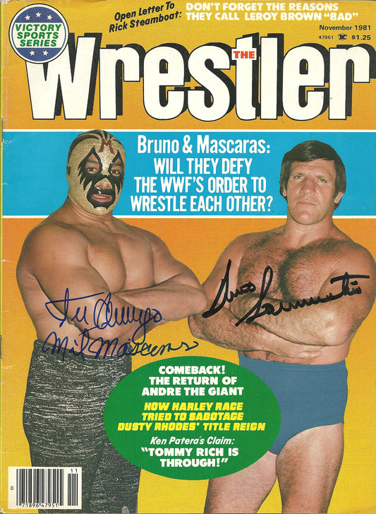 BRAM88 Bruno Sammartino ( Deceased ) Mil Mascaras Autographed vintage Wrestling Magazine w/COA
