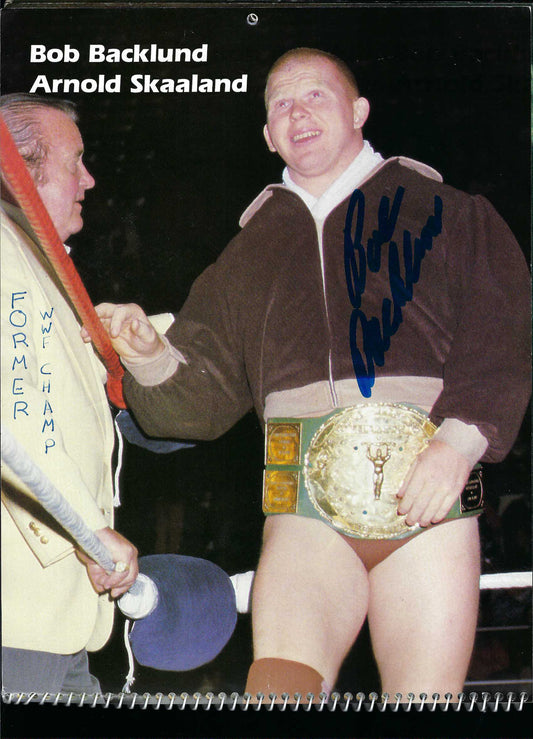 1984 WWF Calendar signed by Bob Backlund , the Invaders , the Iron Sheik , The Masked Superstar , Sal Bellomo ( Deceased ), Superfly Jimmy Snuka (Deceased ) , Ivan Putski , Tito Santana , Tony Atlas w/COA