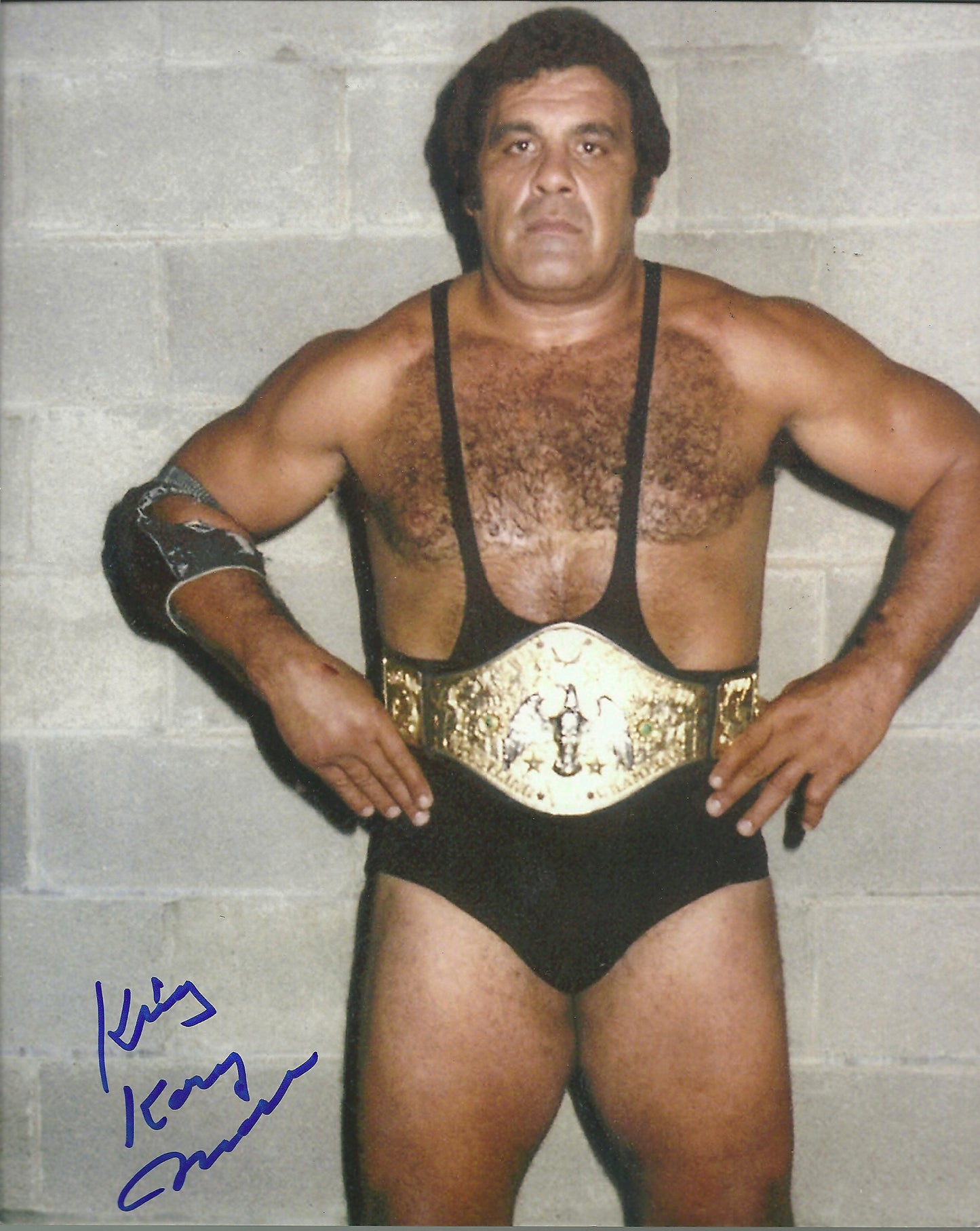 M110 Angelo King Kong Mosca ( Deceased ) Autographed Wrestling Photo w/COA