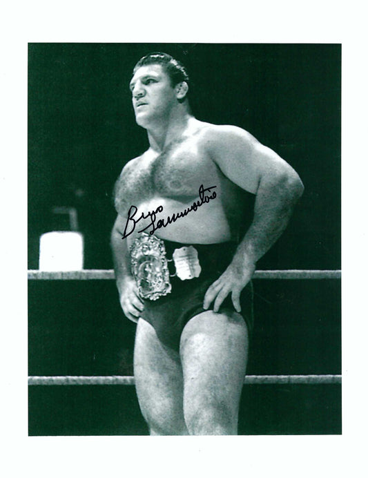 M2111 The Living Legend Bruno Sammartino ( Deceased ) Autographed Wrestling Photo w/COA