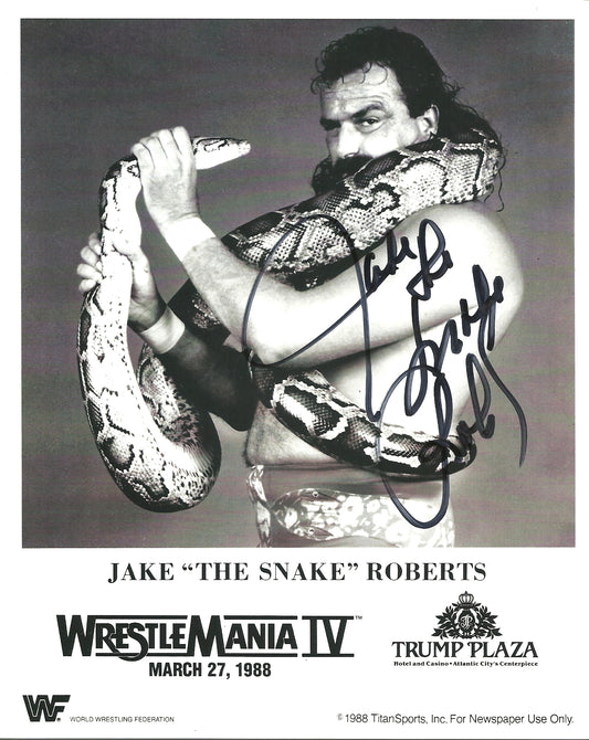 M316 Jake the Snake Roberts Autographed Wrestling Photo w/COA