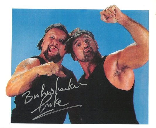 M347 Bushwacker Luke Autographed Wrestling Photo w/COA