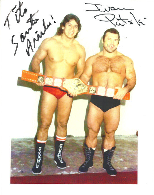 M413 Tito Santana Ivan Putski Autographed Wrestling Photo w/COA