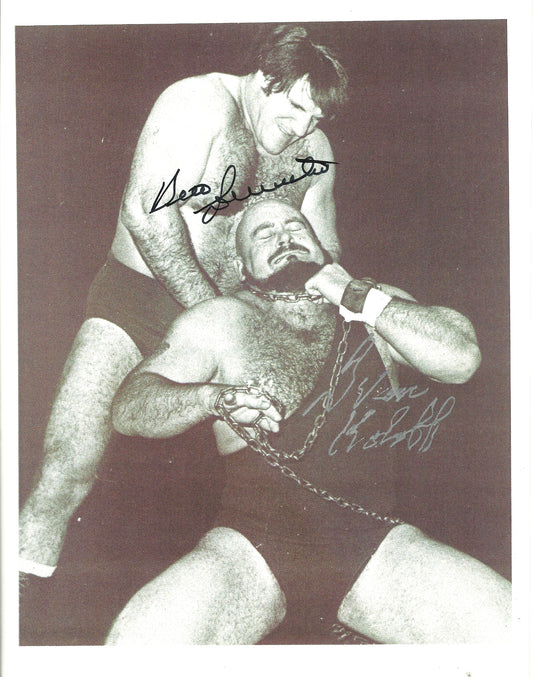 M428 The Living Legend Bruno Sammartino and the Russian Bear Ivan Koloff ( Both Deceased ) Autographed Wrestling Photo w/COA