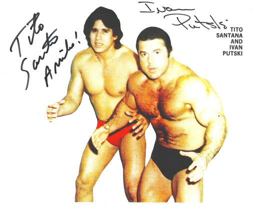 M460 Tito Santana Ivan Putski Autographed Wrestling Photo w/COA