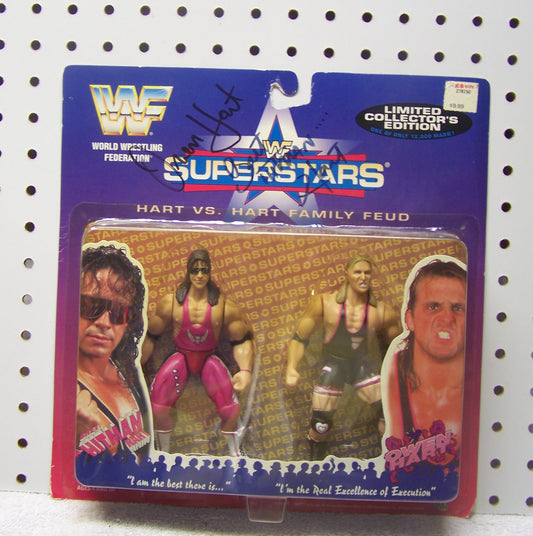 Owen Hart and Bret Hart Autographed Vintage Jakks Action Figure w/COA