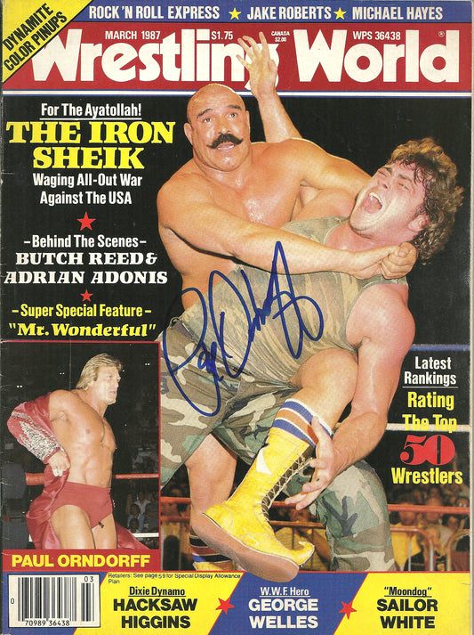 PO10 Paul Mr. Wonderful Orndorff ( Deceased ) Autographed vintage Wrestling Magazine w/COA