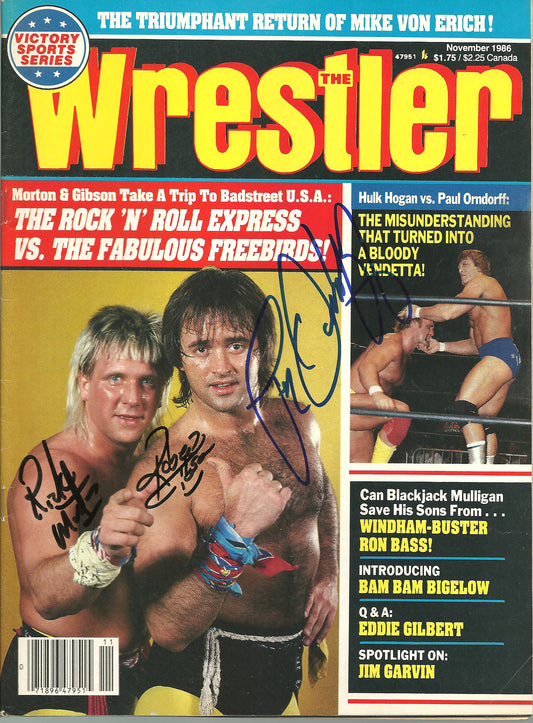 PO5 Paul Mr. Wonderful Orndorff ( Deceased ) Rock and Roll Express Autographed vintage Wrestling Magazine w/COA