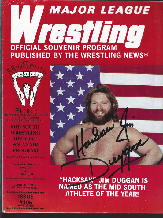 TC1 Hacksaw Jim Duggan Autographed Vintage Wrestling Magazine w/COA