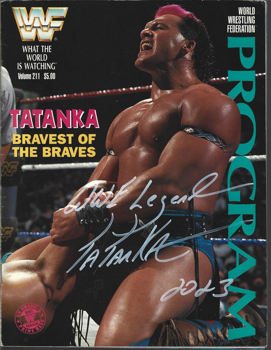 TC3  Tatanka Autographed Vintage Wrestling Magazine w/COA
