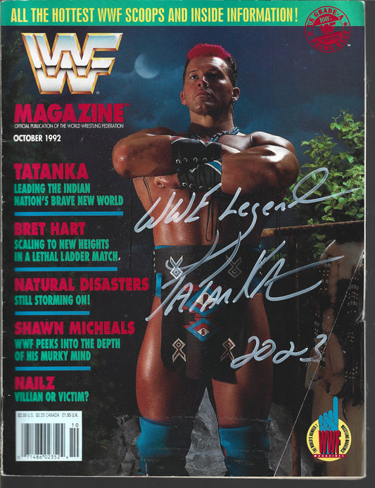 TC4  Tatanka Autographed Vintage Wrestling Magazine w/COA