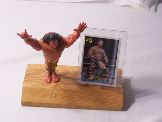 JS1 Superfly Jimmy Snuka  ( Deceased ) Hasbro Action Figure and Autographed Card Display w/COA