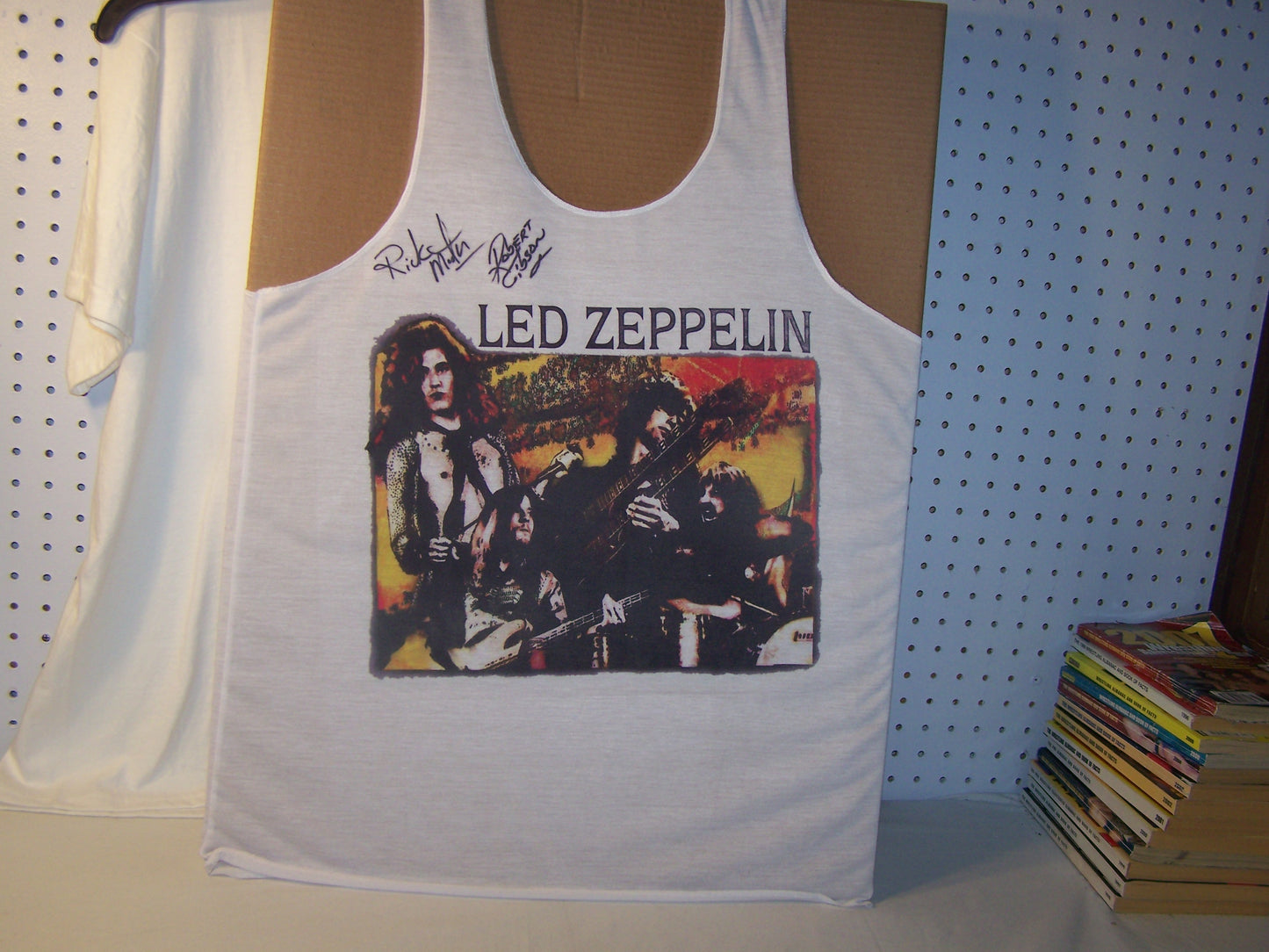A33  Led Zeppelin Tank Top Tee Shirt Autographed  by the Rock and Roll Express