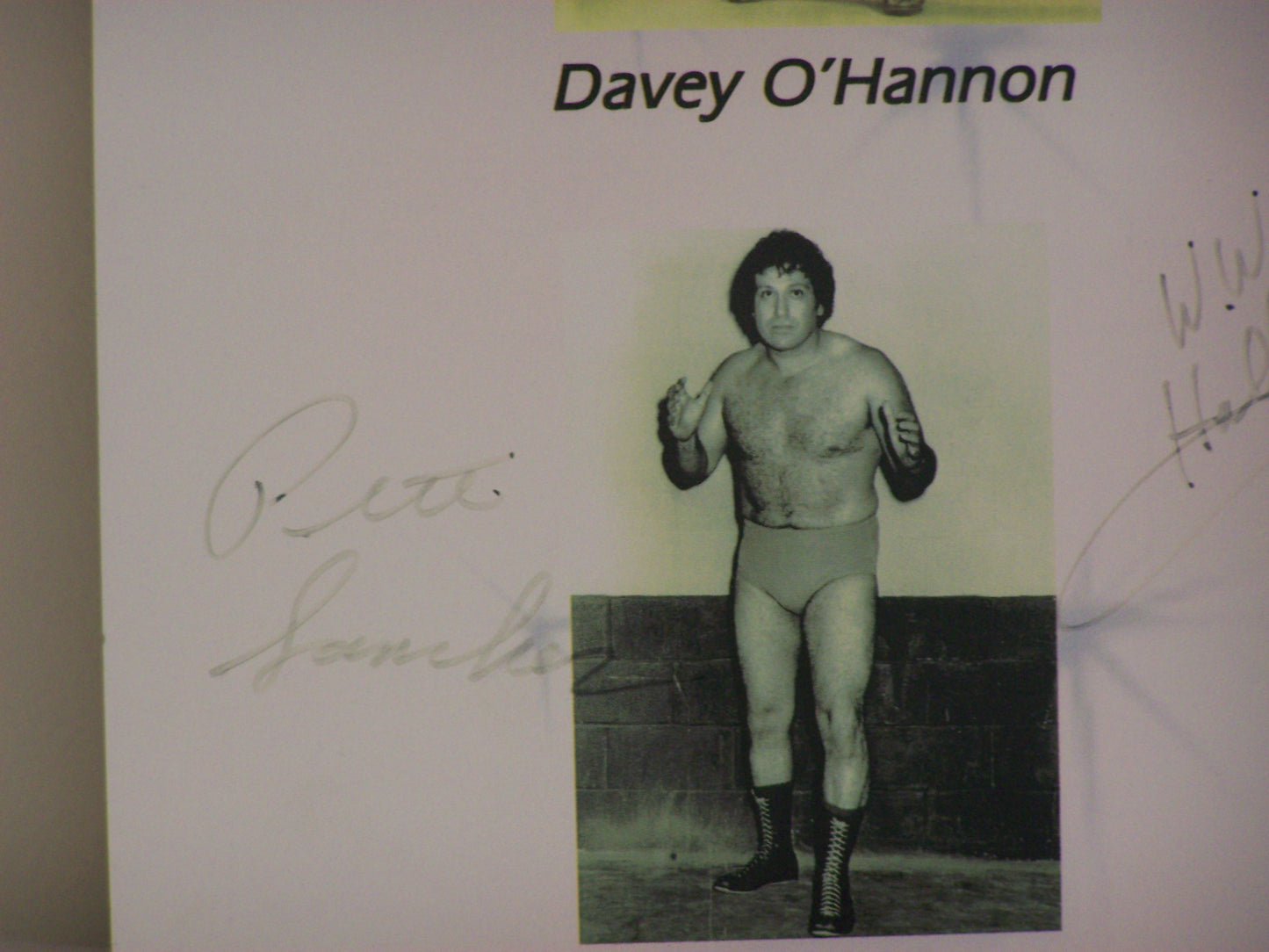 PWHF1  Pro Wrestling Hall of Fame Autographed  Poster w/COA   Davey O'Hannon , Johnny Rodz , Manny Soto , Pete Sanchez , Dick Wohrle ( Deceased )