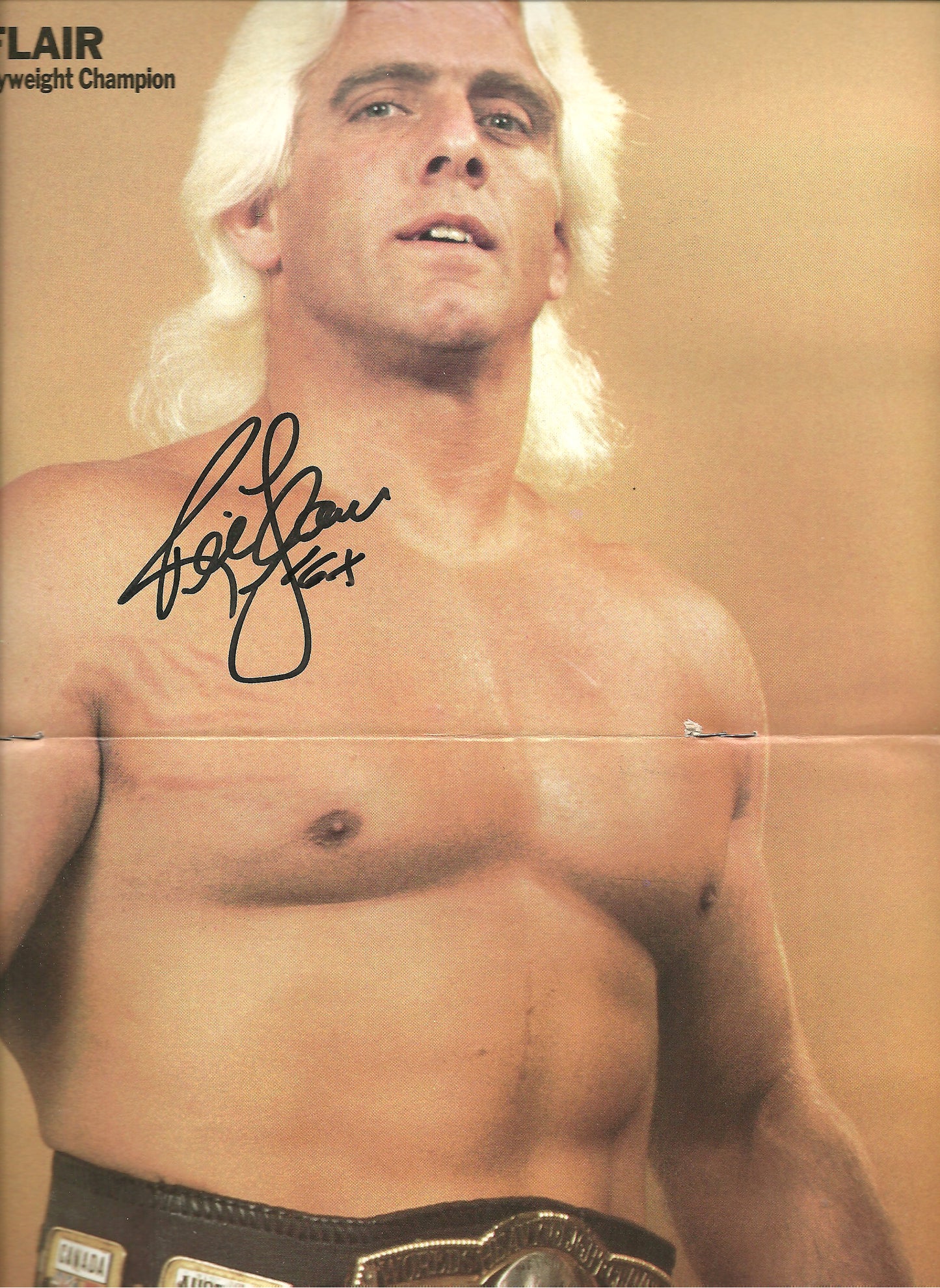 AM123  Wendi Richter Ric Flair Autographed Wrestling Magazine w/COA