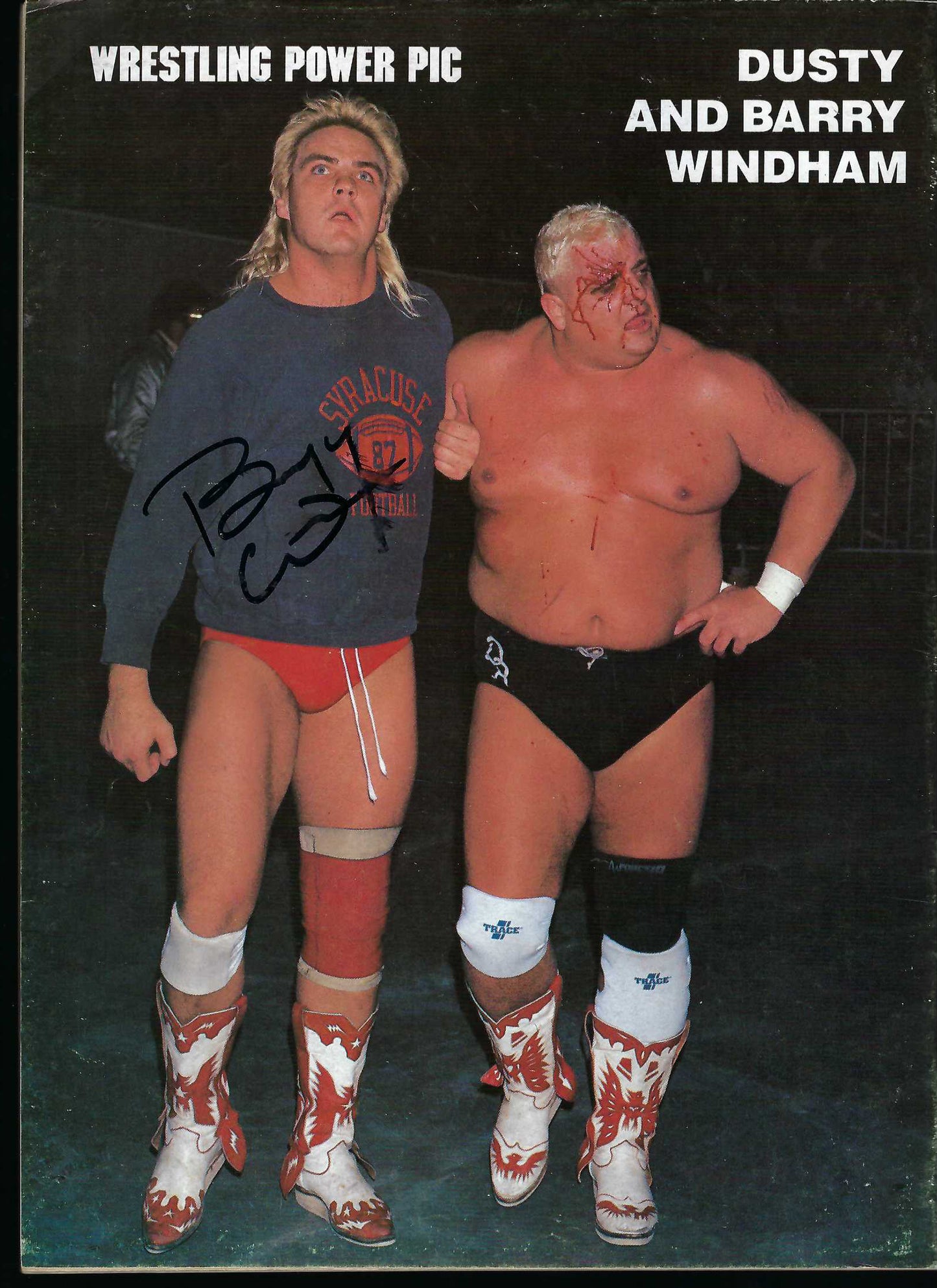AM283 Ric Flair Jesse Ventura Sgt. Slaughter Mil Mascaras Barry Windham Autographed vintage Wrestling Magazine w/COA