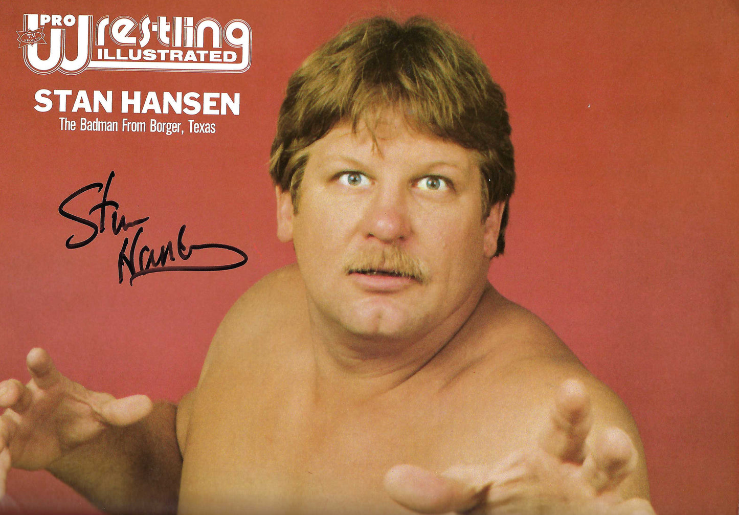 AM843  Jerry the King Lawler  Stan the Lariat Hansen VERY RARE Autographed Vintage Wrestling Magazine  w/COA