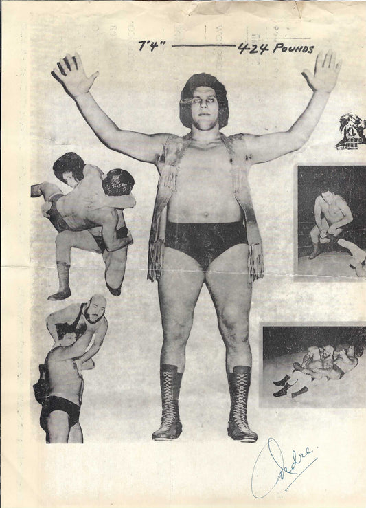 Andre the Giant Autographed Vintage WWWF Wrestling Program w/COA
