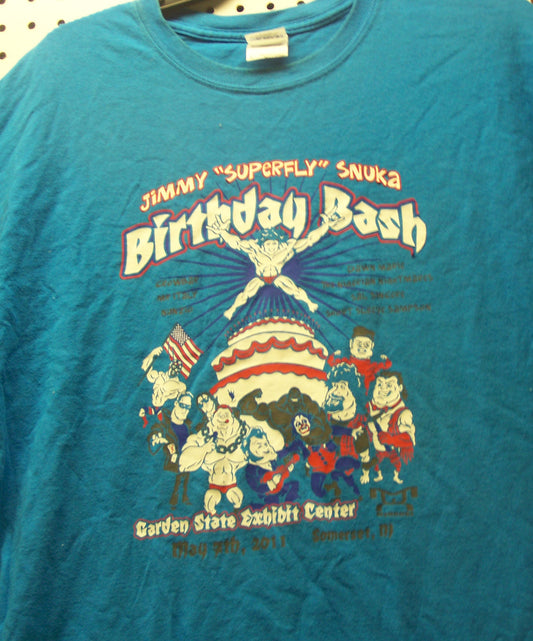 BAT42  SuperflY Jimmy Snuka Birthday Bash Original Vintage Tee Shirt  Size  L